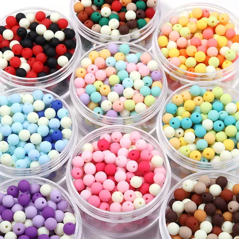 Matte Acrylic Round Loose Beads For DIY Bracelet Necklace Jewelry Making Painted Rubber Feel Craft Beads Multicolor