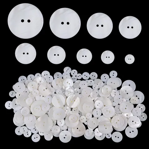 Natural Shell Two Hole White Buttons For Shirt Round Freshwater Shell Buttons Knitwear Clothing Accessory