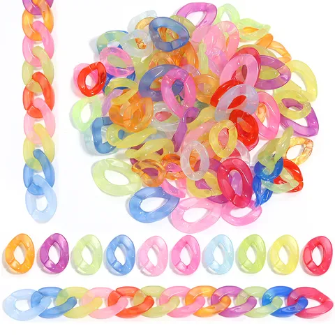 Acrylic Open Jump Rings Chain Links Jelly Colored Glasses Chains Bag Chains DIY Jewelry Accessories Craft Supplies
