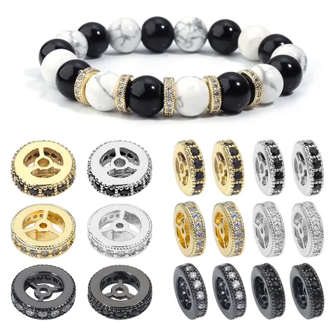 Perline Distanziatrici a Ruota in Rame Zircone Accessori per Bracciali Collane Fai da Te Nero Fucile Oro Platino Strass Componenti per Gioielli