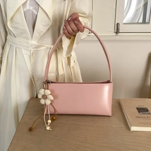 British Vintage PU Leather Shoulder Bag Women Casual Solid Color Tote Bag Fashion Underarm Handbag With Stitching