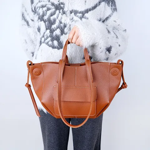 Women Fashion PU Leather Tote Bag Large Capacity Commuter Shoulder Bag Casual Solid Color Top Handle Underarm Bag