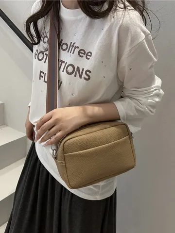 Women Fashion Solid Color PU Leather Crossbody Bag Casual Small Square Shoulder Bag Daily Commute Handbag