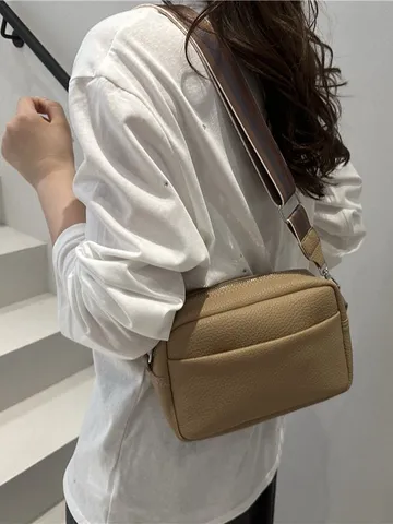 Women Fashion Solid Color PU Leather Crossbody Bag Casual Small Square Shoulder Bag Daily Commute Handbag