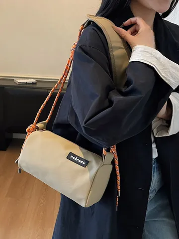 Women Waterproof PU Leather Cylindrical Pillow Bag Casual Korean Style Solid Color Shoulder Crossbody Bag Daily Handbag