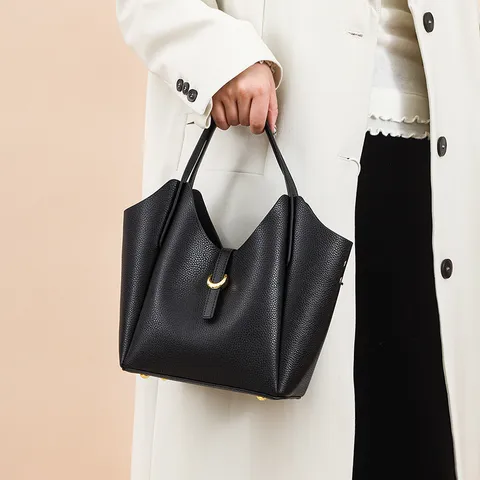 Genuine Leather Bucket Bag For Women Large Capacity Shoulder Crossbody Bag Commuting Casual Tote Handbag