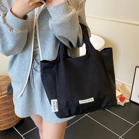 Bolso Tote Casual de PU para Mujer Simple Color Sólido Gran Capacidad Plegable Bolso de Compras para el Diario