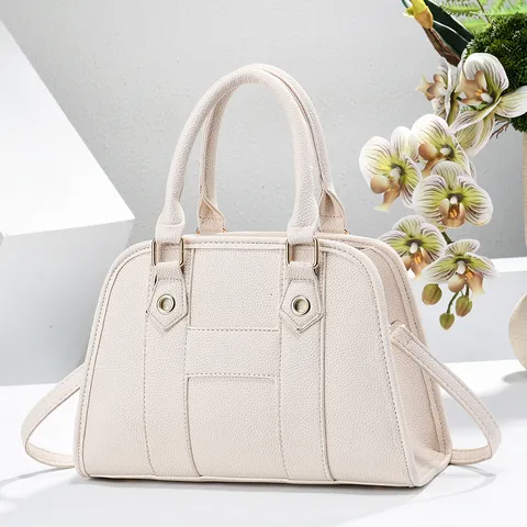 Sac à Main en Cuir PU pour Femmes Motif Litchi Sac Coquillage Classique Voyage Grande Capacité Sac à Poignée Supérieure