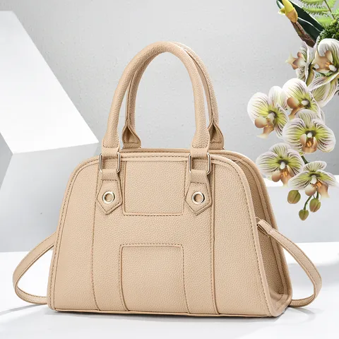 Sac à Main en Cuir PU pour Femmes Motif Litchi Sac Coquillage Classique Voyage Grande Capacité Sac à Poignée Supérieure