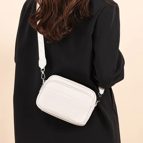 Women Cowhide Leather Shoulder Bag Multi Layer Crossbody Bag Large Capacity Casual Commuter Handbag For Women