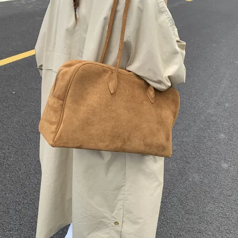 Women Fashion Solid Color Large Capacity PU Leather Shoulder Bag Casual Versatile Commute Handheld Boston Bag Underarm Bag