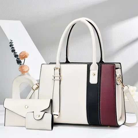Damen PU Leder Handtasche Lässig Farbblock Patchwork Umhängetasche Stilvolle Tägliche Pendler Schultertasche