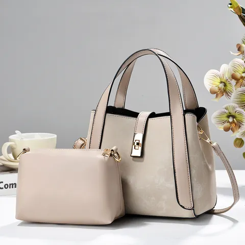 Damen PU Leder Handtasche Casual Pendler Top Griff Umhängetasche Stilvolle Zweiteilige Tragetasche Set Tägliche Handtasche