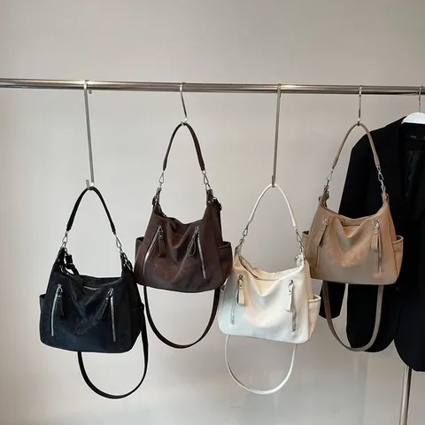 Vintage Large Capacity PU Leather Shoulder Bag For Women Casual Commuter Tote Crossbody Bag Fashion Hobo Handbag