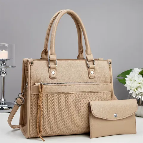 Damen Große Kapazität Tragetasche PU Leder Handtasche Gewebte Textur Umhängetasche Lässige Tägliche Pendler Handtasche