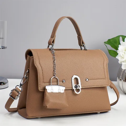 Damen PU Leder Umhängetasche Fashion Casual Einfarbig Schultertasche Große Kapazität Top Griff Damen Handtasche
