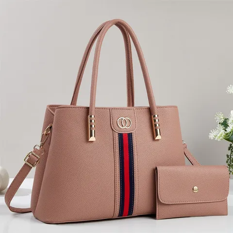 Damen Mode PU Leder Tote Tasche Zweiteiliges Set Kontrastfarben Naht Große Kapazität Henkeltasche Schulter