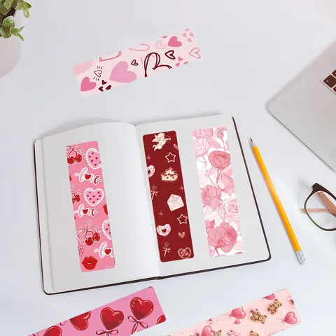 Romantische Valentinstag Herz Papier Lesezeichen Süße Rosa Liebe Ästhetische Buch Zubehör Für Lese Liebhaber