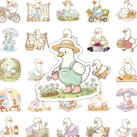 Süße Kleine Gans Wasserdichte Aufkleber Ästhetische Cartoon Tier Abziehbilder Für Tagebuch Handyhülle
