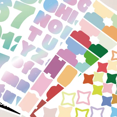Colorful Index Stickers Alphabet Number Decorative Labels Set For Kids School Stationery Waterproof Synthetic Paper Sticker