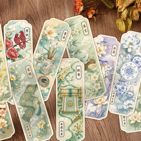 Traditionelles Chinesisches Kulturerbe Lesezeichen Set Dekoratives Karton Lesezeichen Vintage Kunst Schreibwaren
