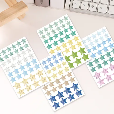 Self Adhesive Polka Dot Pentagram Index Stickers Hand Ledger Decorative Stationery Label Stickers Cute Star Sticky Notes
