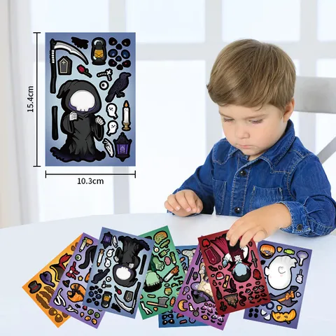 Halloween DIY Pegatinas de Cambio de Cara Set Cartoon Puzzle Pegatina Regalos de Fiesta