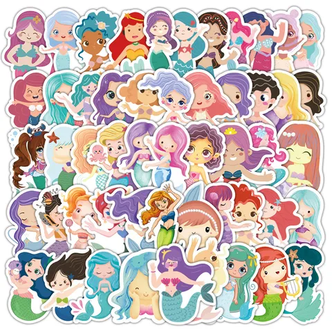 Cartoon Mermaid Stickers Cute Princess Waterproof Decorative Decals For DIY Notebook Water Bottle Laptop Crafts