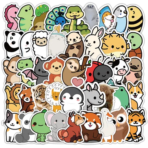 Süße Cartoon Tier Wasserdichte Aufkleber Vinyl Graffiti Abziehbilder Für Laptop Koffer Wasserflasche Scrapbooking