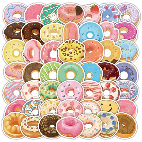 Süße Donut Wasserdichte Aufkleber Cartoon Graffiti Abziehbilder Für Wasserflasche Journal Laptop Kinderspielzeug Ästhetischer Vinyl Aufkleber
