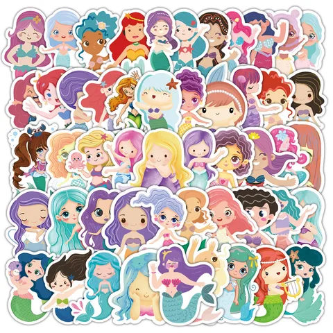 Cartoon Mermaid Stickers Cute Princess Waterproof Decorative Decals For DIY Notebook Water Bottle Laptop Crafts