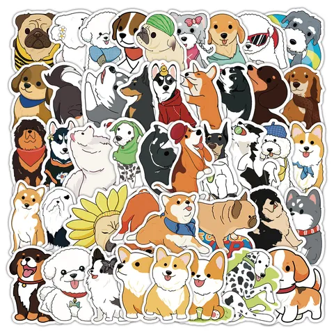 Süße Cartoon Hund Wasserdichte Aufkleber Pack Ästhetische Welpe Decals Für Tagebuch Notizbuch Wasserflasche