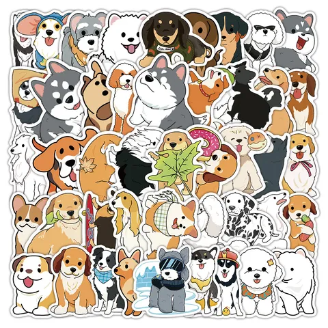 Süße Cartoon Hund Wasserdichte Aufkleber Pack Ästhetische Welpe Decals Für Tagebuch Notizbuch Wasserflasche