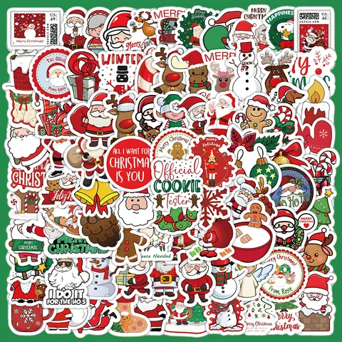 Weihnachtsaufkleber Wasserdicht PVC Cartoon Niedliche Abziehbilder Für Tagebuch Handyhülle Tablet Feiertagsdekoration