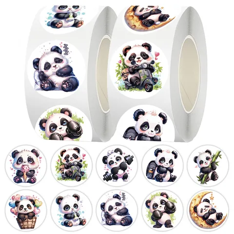 Süße Cartoon Panda Rollenaufkleber Runde Tierverschluss Aufkleber Für Kinder Geschenk Umschlag Sammelalbum Dekoration Kunstdruckpapier