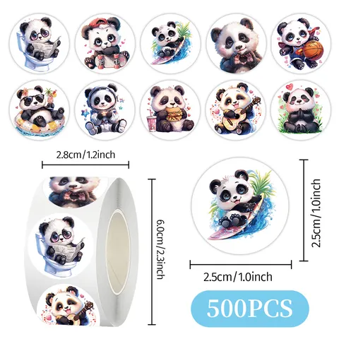 Süße Cartoon Panda Rollenaufkleber Runde Tierverschluss Aufkleber Für Kinder Geschenk Umschlag Sammelalbum Dekoration Kunstdruckpapier