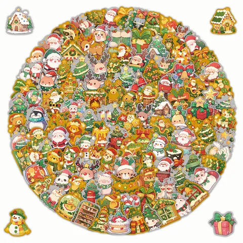 Weihnachten Aufkleber Geschenkbox Heißprägung Feiertag Party Abziehbilder Festliche Dekorative Aufkleber Für Basteln Scrapbooking