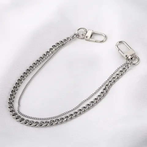 Stainless Steel Double Layer Cuban Chain Pants Chain Unisex Hip Hop Metal Wallet Chain Jeans Trouser Chain Jewelry