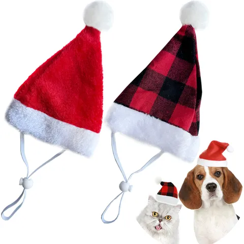 Haustier Weihnachtsmütze Hund Katze Mini Kopfbedeckung Plüsch Weihnachtsmütze Mit Verstellbarer Elastischer Kordel Festliches Party Kostüm