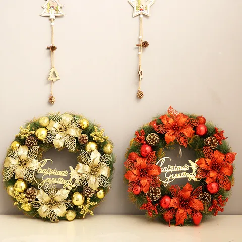 Ghirlanda di Natale Aghi di Pino Artificiali Pigne Bacche Rosse Porta Sospesa Festa Casa Decorazione