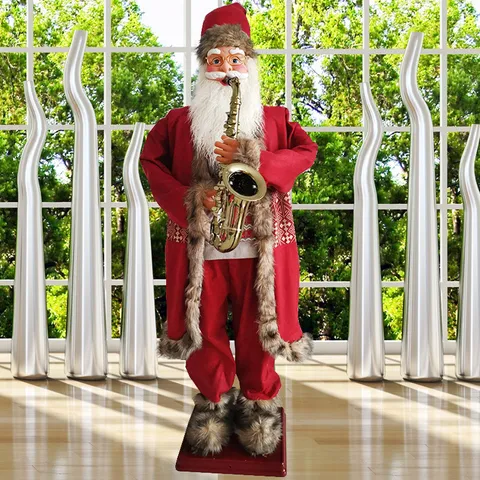 Electric Santa Claus Playing Saxophone Dancing Music Toy Large Christmas Decoration Home Festive Figurine Display