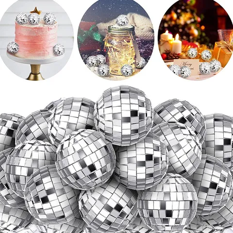 Ornement Suspendu Boule Miroir Disco Verre Argent Sphère Réfléchissante Pour Fête De Noël Bar Décoration De Maison