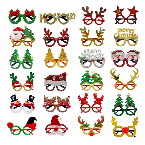 Occhiali Decorativi per Festa di Natale Cartone Animato Babbo Natale Pupazzo di Neve Corna Albero Occhiali Festivi Accessori Foto