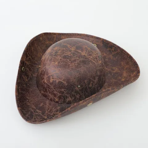Retro Distressed Polyester Pirate Tricorn Hat Vintage Cracked Pattern Cowboy Costume Hat For Halloween Masquerade Party