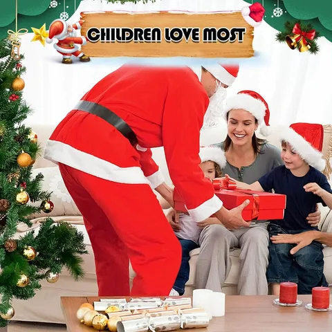 Santa Claus Costume Velvet Non Woven Christmas Outfit Set For Adults Festive Role Play Cosplay Apparel Accessories Party Dress Decor