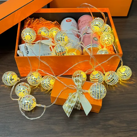 Luci a Stringa Retro Disco Ball Specchio Vetro Riflettente LED Luci Fate per Natale Festa Casa Decorazione Luce Notturna