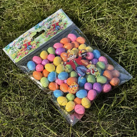 Uova di Pasqua Decorazione Colorate Glitter Schiuma Miniatura Finte Uova di Piccione Cesto Ornamenti Appesi Festa Casa