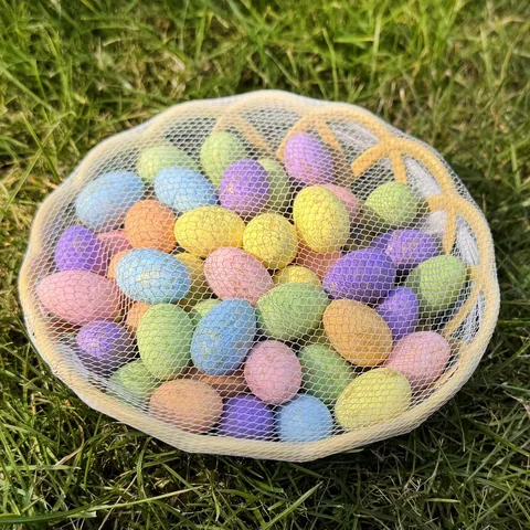 Multicolor Speckled Easter Eggs Decoration Set With Basket Colorful Artificial Foam Bird Eggs For Festival Party Home Decor