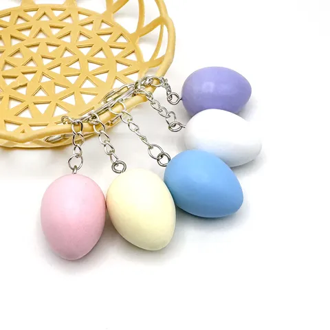 Portachiavi con Uovo di Pasqua Ciondolo in Legno Decorazione Festiva per Borsa Ornamento Appeso