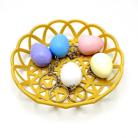 Portachiavi con Uovo di Pasqua Ciondolo in Legno Decorazione Festiva per Borsa Ornamento Appeso